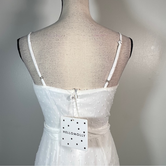 Hello Molly White Ivory Surplice Neck Belted Layered Hem Cami Short Dress S - Picture 9 of 12